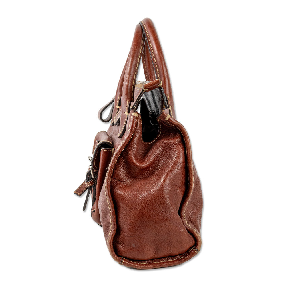 Chloe Brown Leather Edith Top Handle Bag