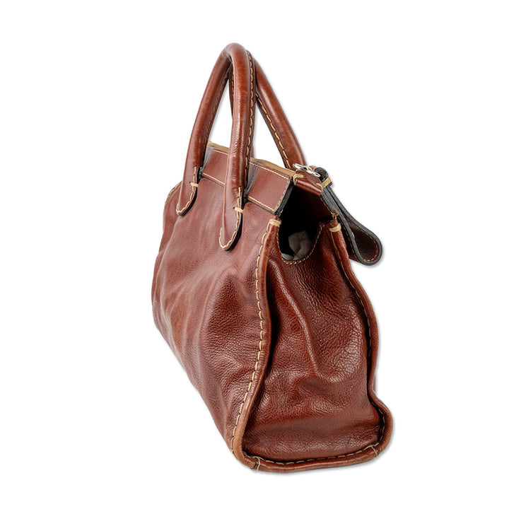 Chloe Brown Leather Edith Top Handle Bag