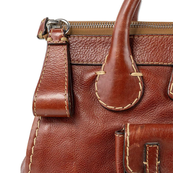 Chloe Brown Leather Edith Top Handle Bag