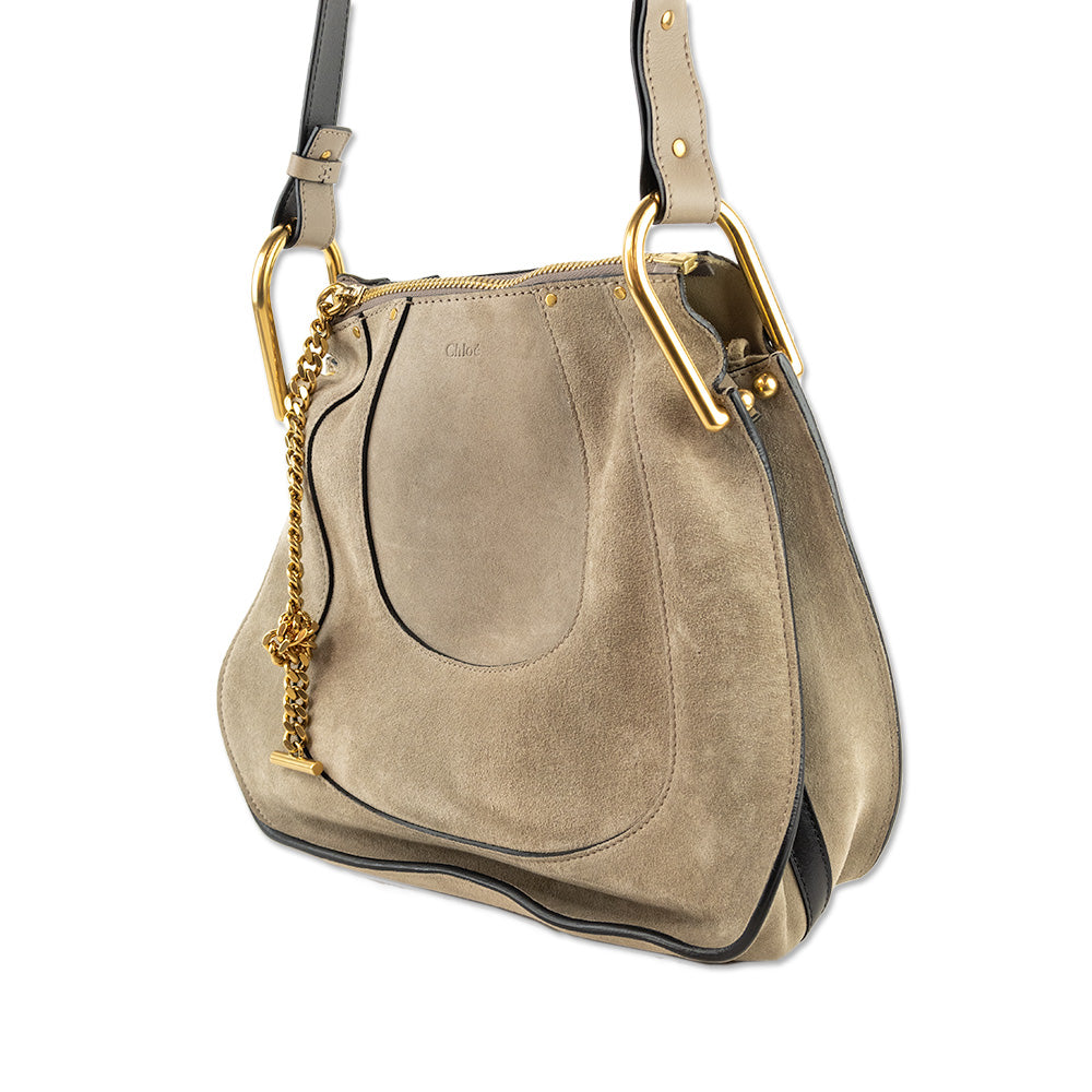 Chloe Hayley Grey Suede Hobo Bag