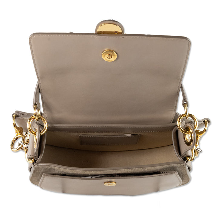 Chloe Large Tess in Motty Gray Shiny Leather and Suede