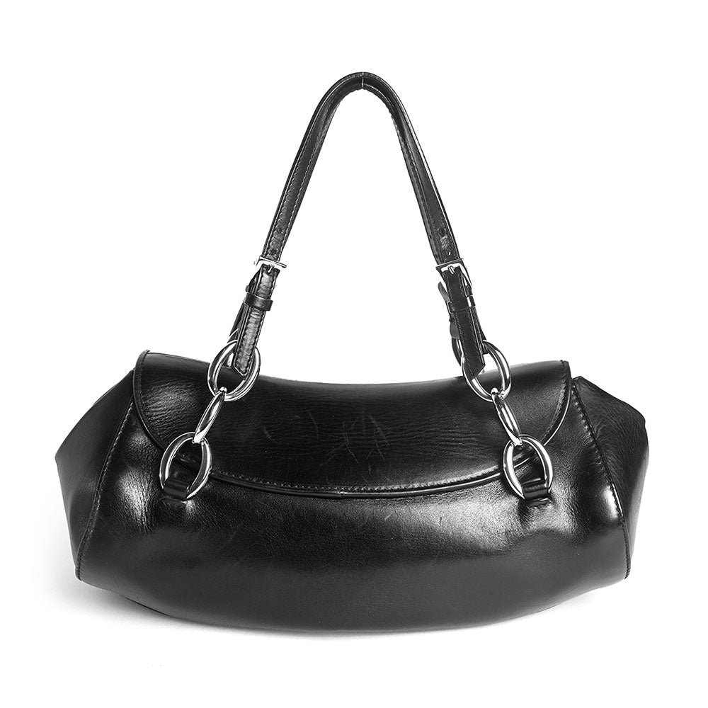 Christian Dior Diva Black Leather Barrel Bag