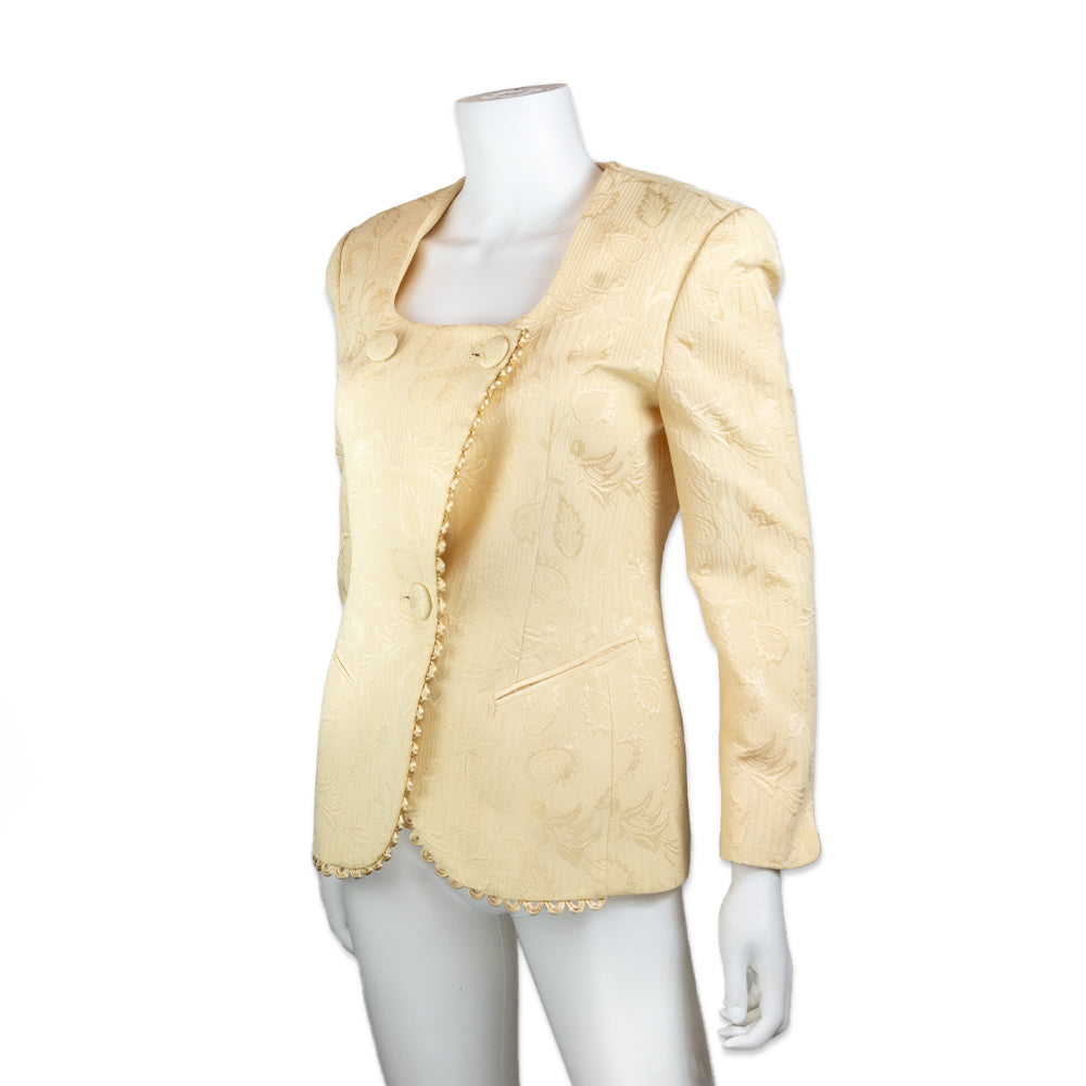 Christian Dior Yellow Floral Printed Embroidered Blazer