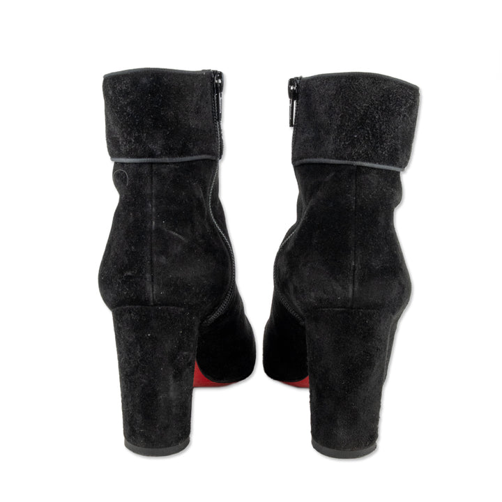 Christian Louboutin Black Suede Block Heel Ankle Boot