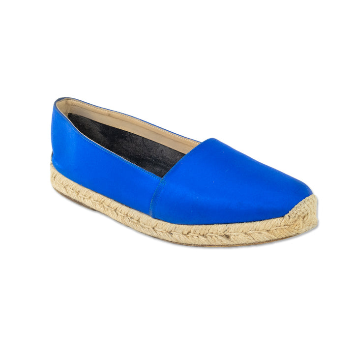 Christian Louboutin Blue Satin Espadrille Flats