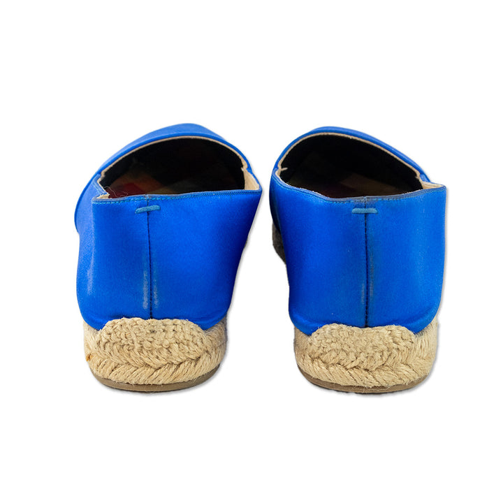 Christian Louboutin Blue Satin Espadrille Flats