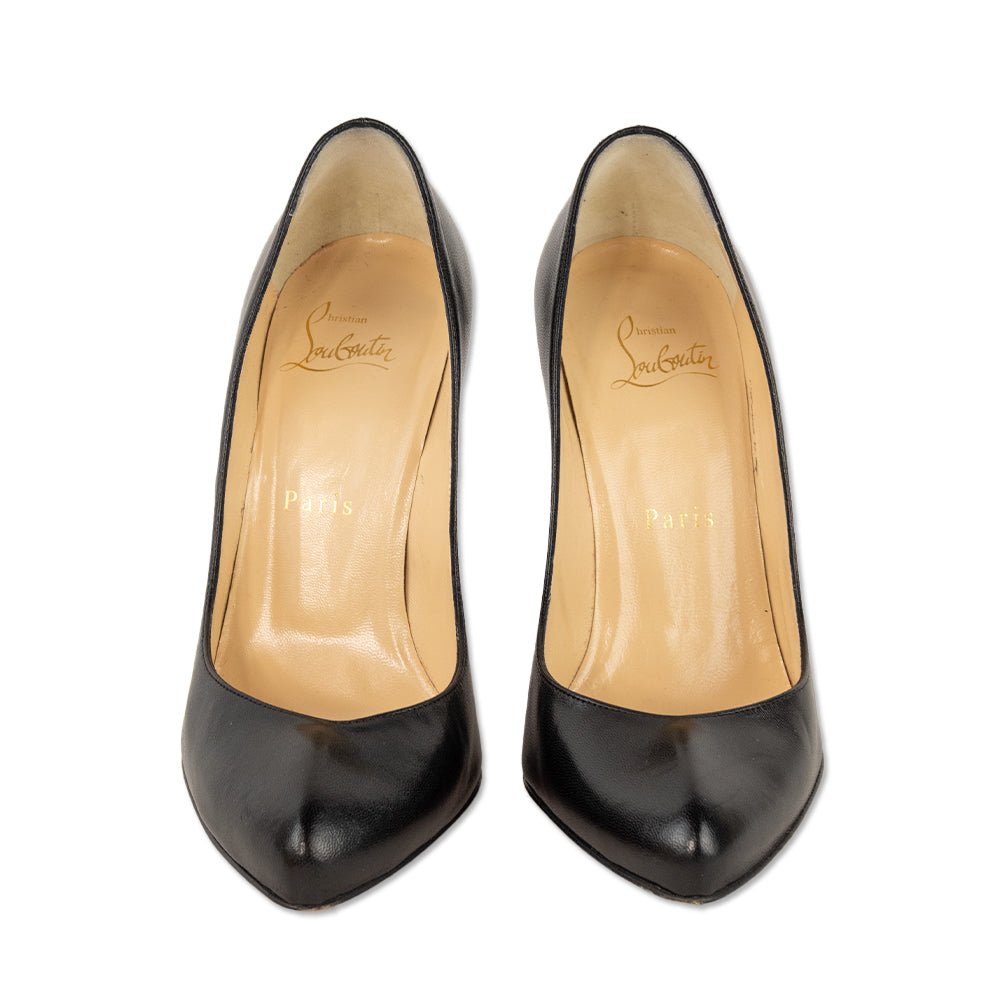 Christian Louboutin Breche 100 Black Leather Nappa Pumps