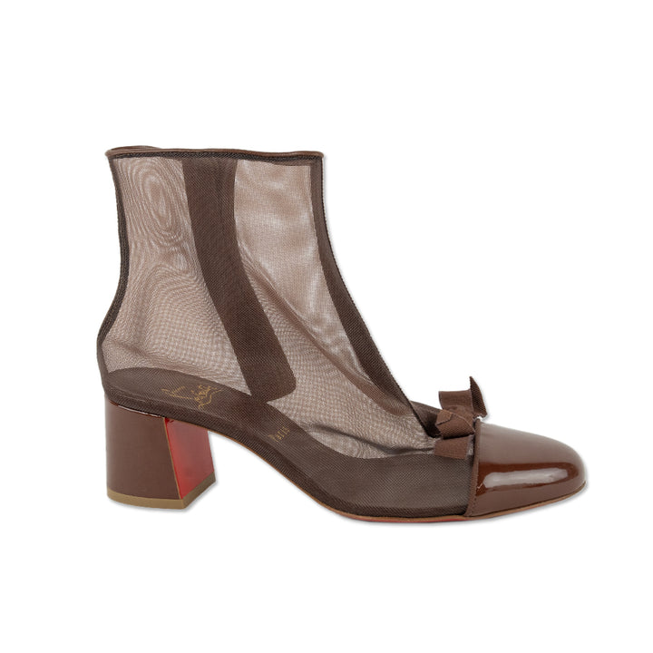 Christian Louboutin Brown Checkypoint Mesh Ankle Boots