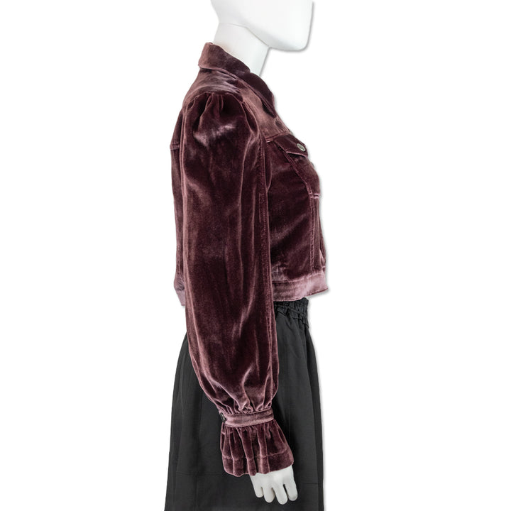 Cinq à Sept Pink Velvet Cropped Dillon Jacket