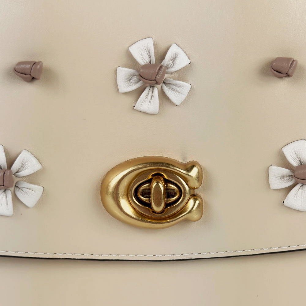 Coach Beige Flower Flap Crossbody Bag