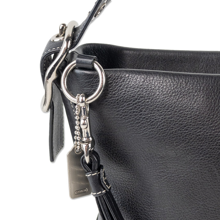 Coach Black Leather Small Shoulder Bag with Silver Hardware