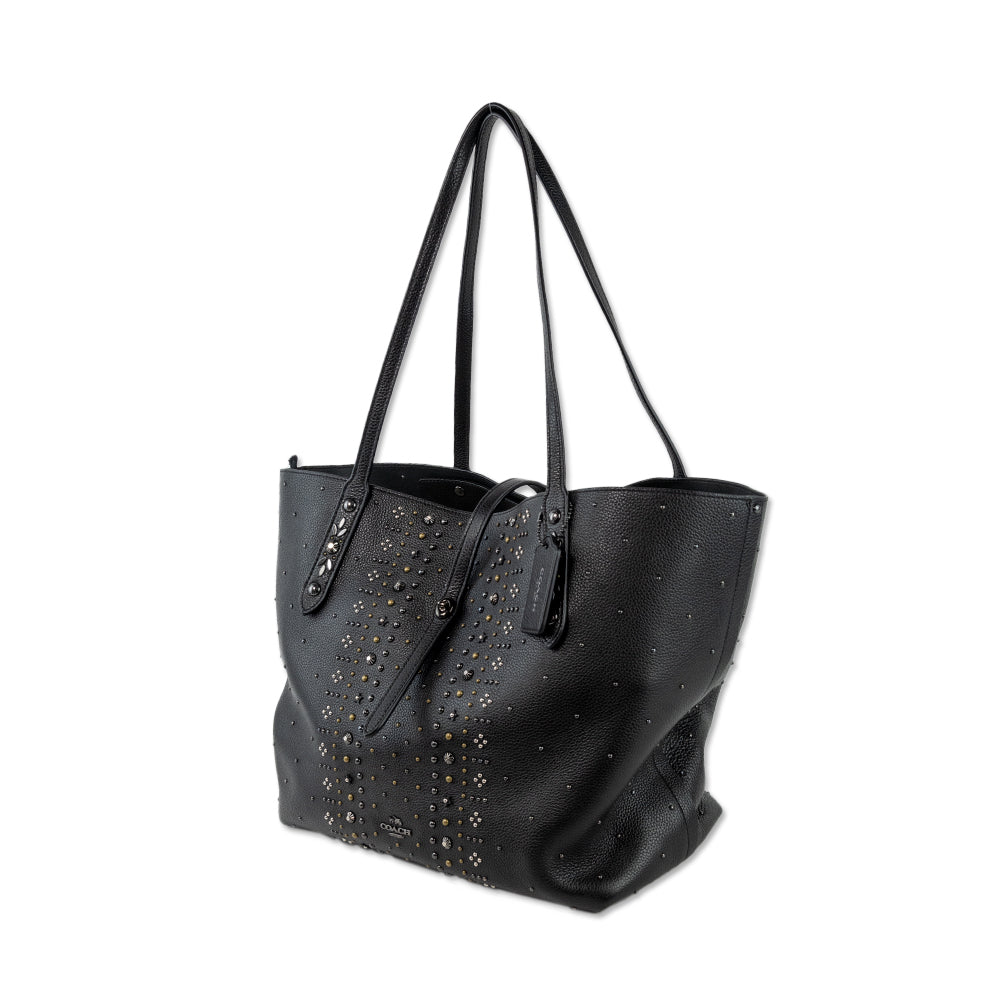 Coach Black Leather Studded Tote