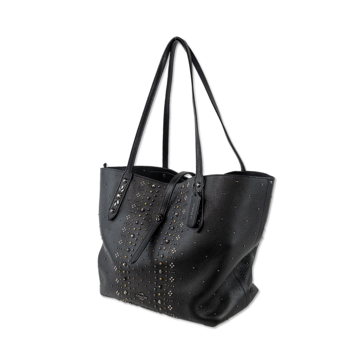 Coach Black Leather Studded Tote