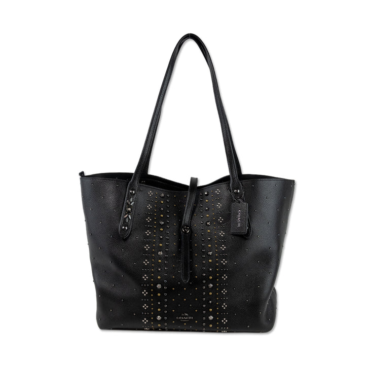 Coach Black Leather Studded Tote