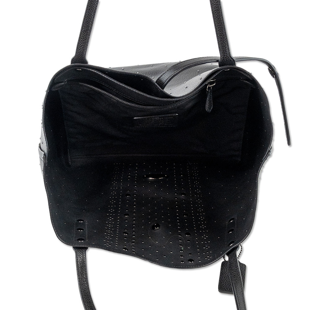 Coach Black Leather Studded Tote