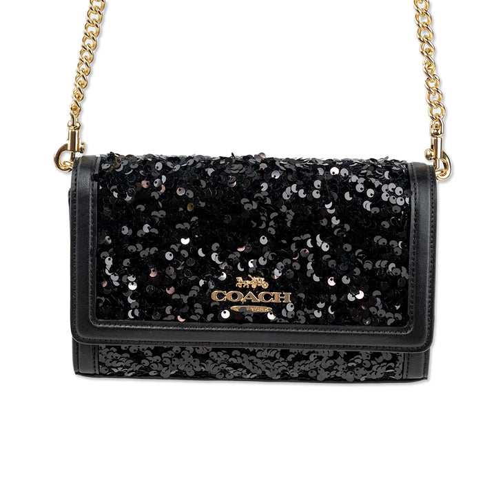 Coach Black Sequin Square Crossbody Bag