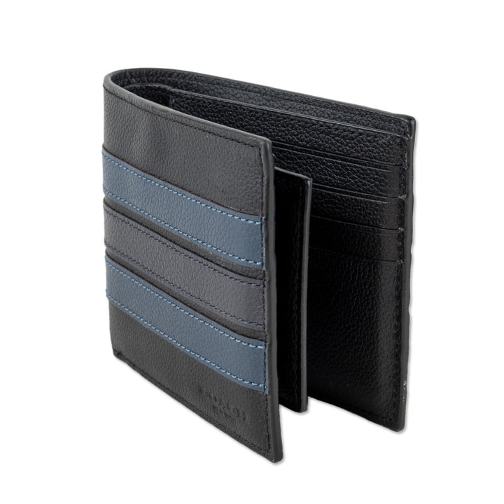 Coach Navy Blue Stripped Leather Wallet