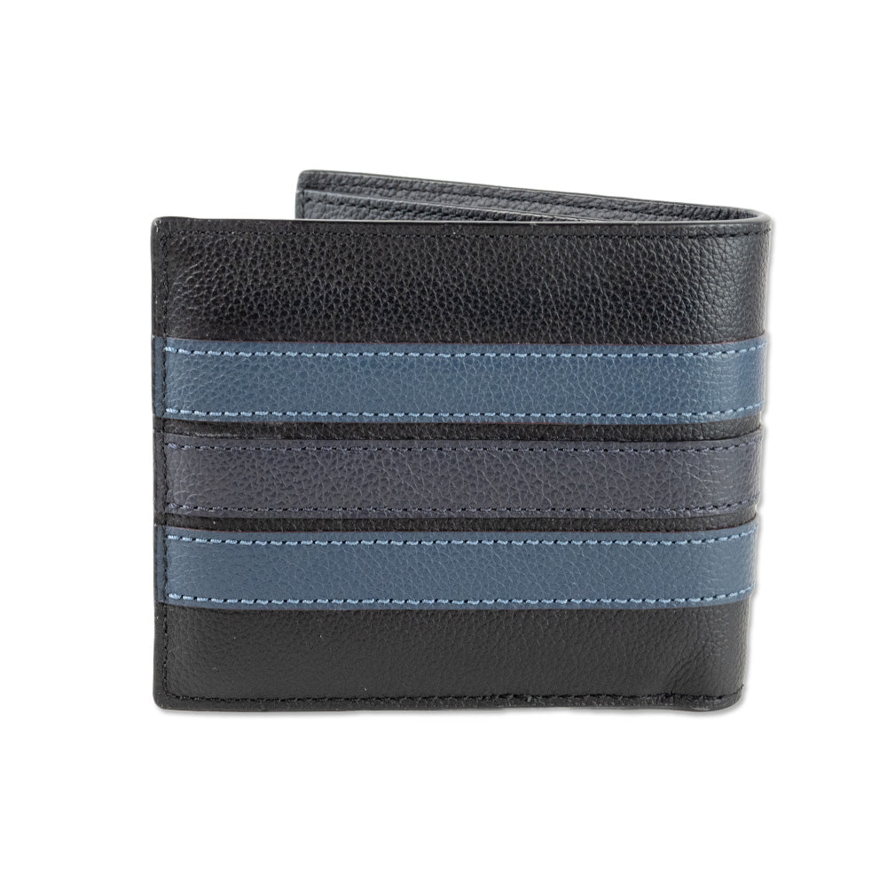 Coach Navy Blue Stripped Leather Wallet