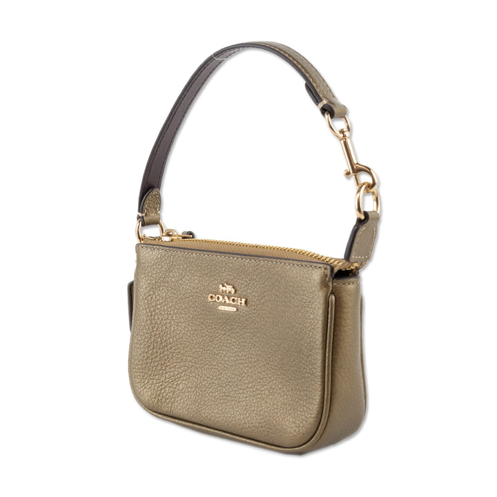 Coach Gold Leather Mini Top Handle Pouch