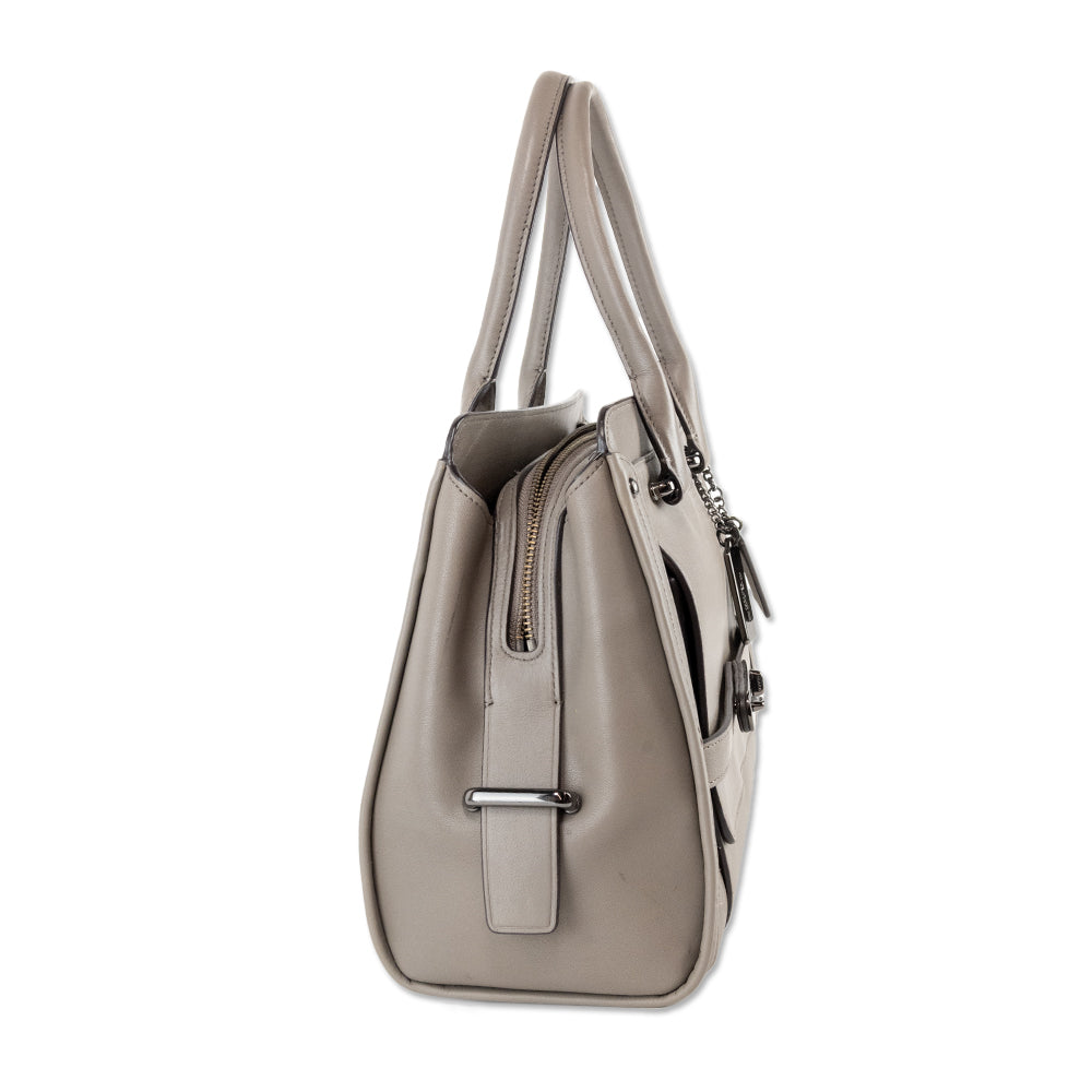 Coach Gray Leather Top Handle with Gunmetal Hardware