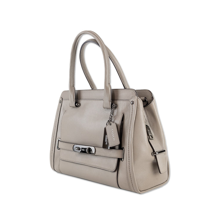 Coach Gray Leather Top Handle with Gunmetal Hardware