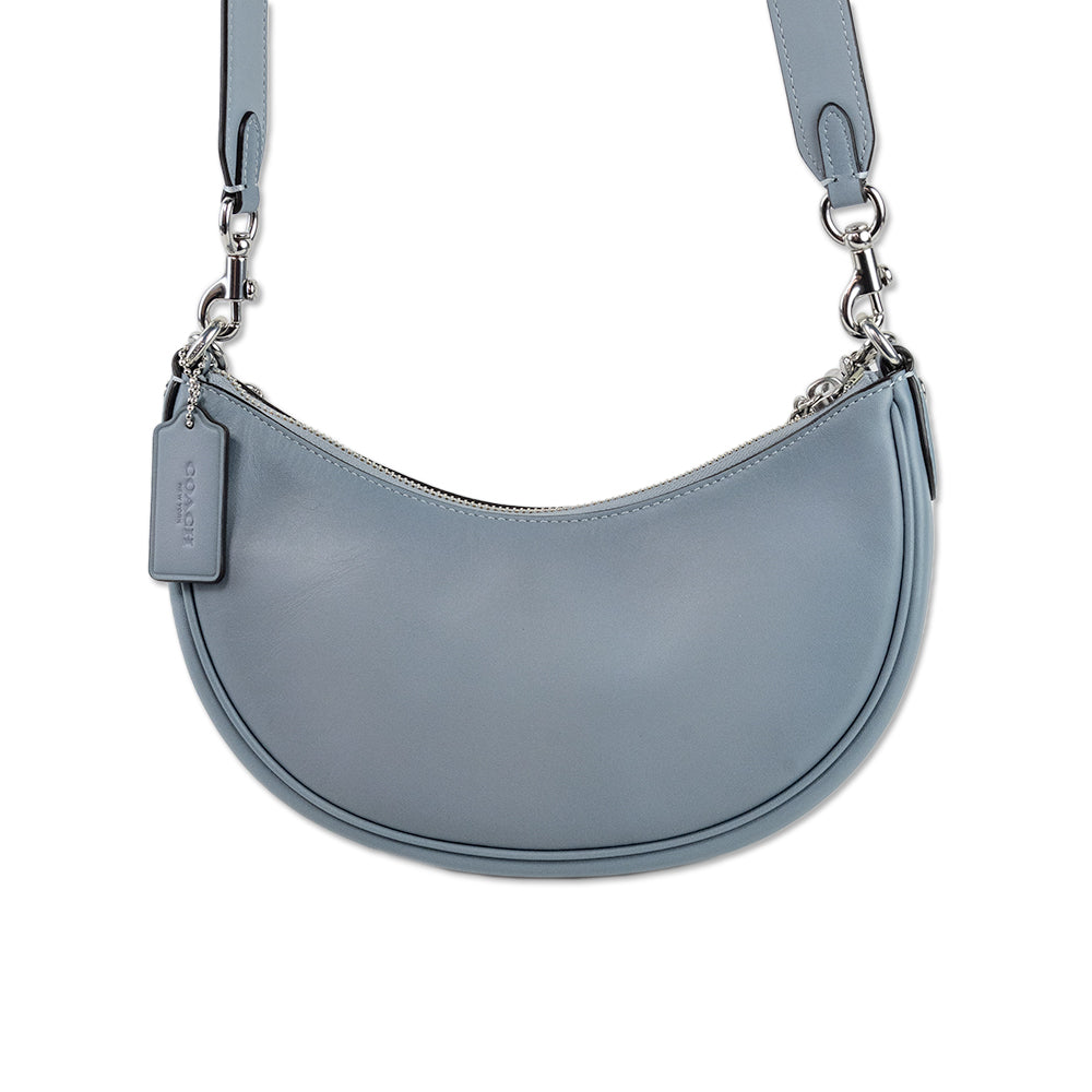 Coach Powdered Blue Leather Shoulder Bag with Silver Chain Strap