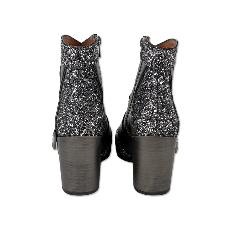 Coach Sequin and Silver Leather Western Square Toe Boots