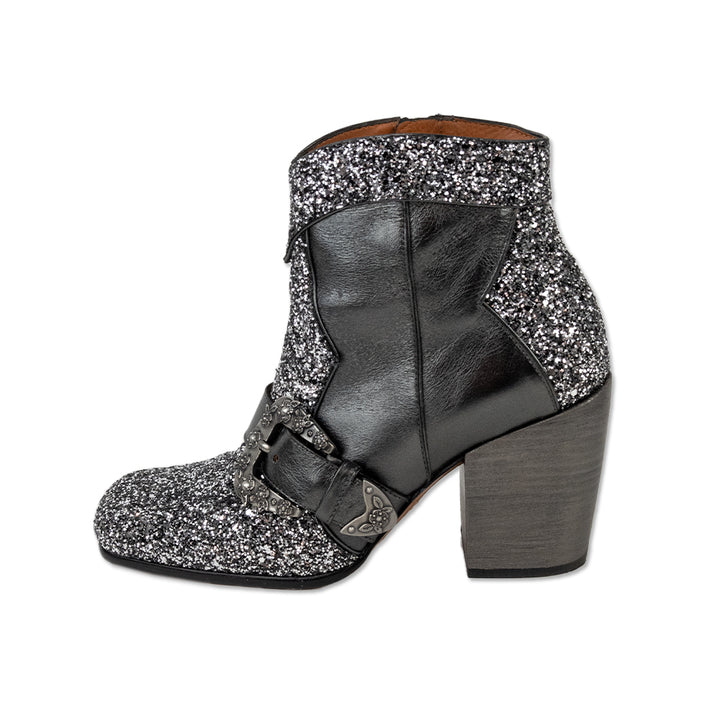 Coach Sequin and Silver Leather Western Square Toe Boots