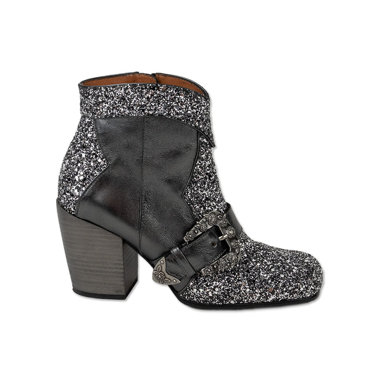 Coach Sequin and Silver Leather Western Square Toe Boots