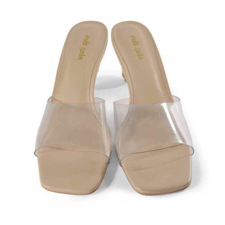 Cult Gaia GiGi Clear PVC 
Leather Slide Sandals