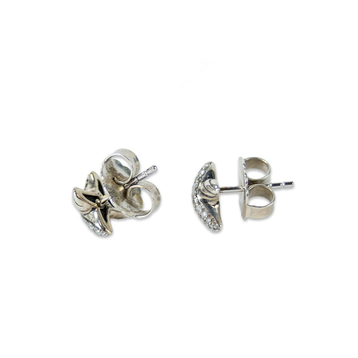 David Yurman Silver and Diamond 8MM X Studs