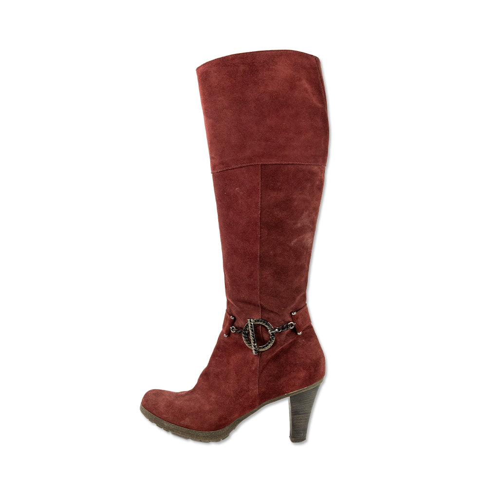 Danielle Tucci Red Suede Knee High Boots