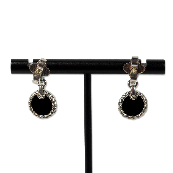 David Yurman DY Elements Drop Earrings with Black Onyx and Pave Diamonds