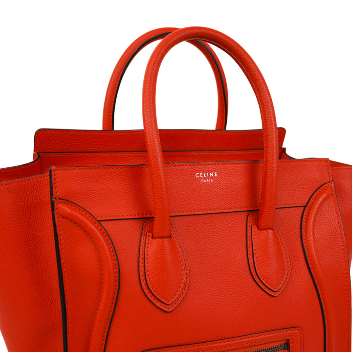 Celine Orange Leather Medium Phantom Luggage Tote Bag