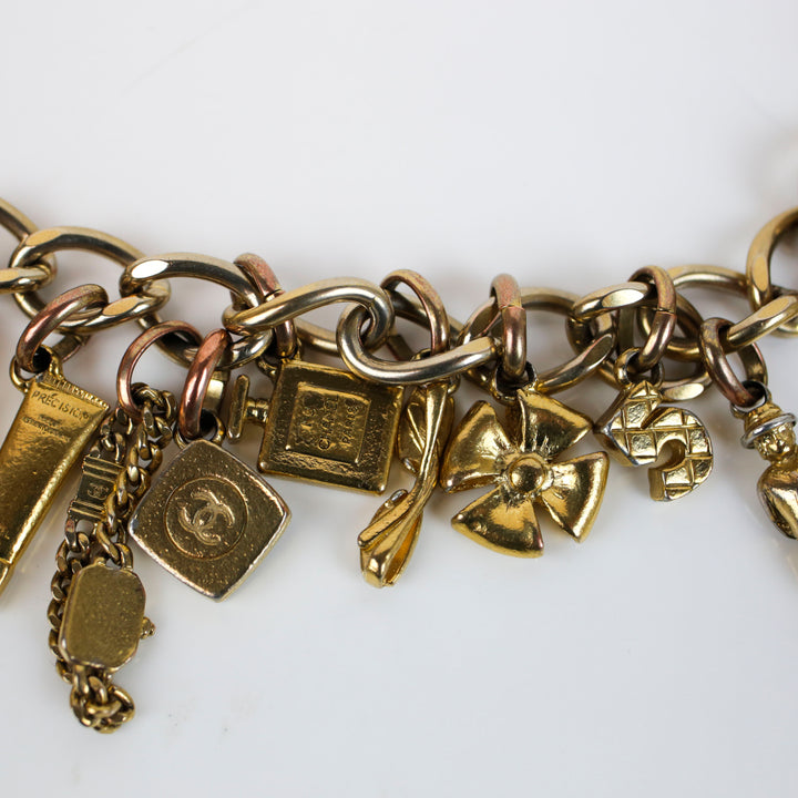 Chanel Vintage Gold Motif Charm Bracelet