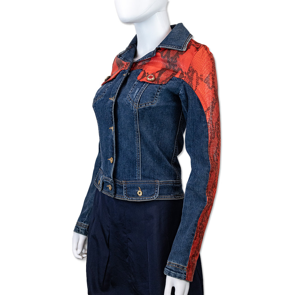 Dolce 
Gabbana Denim Jacket with Red Snakeskin