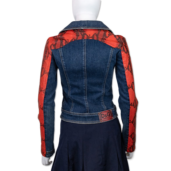 Dolce 
Gabbana Denim Jacket with Red Snakeskin