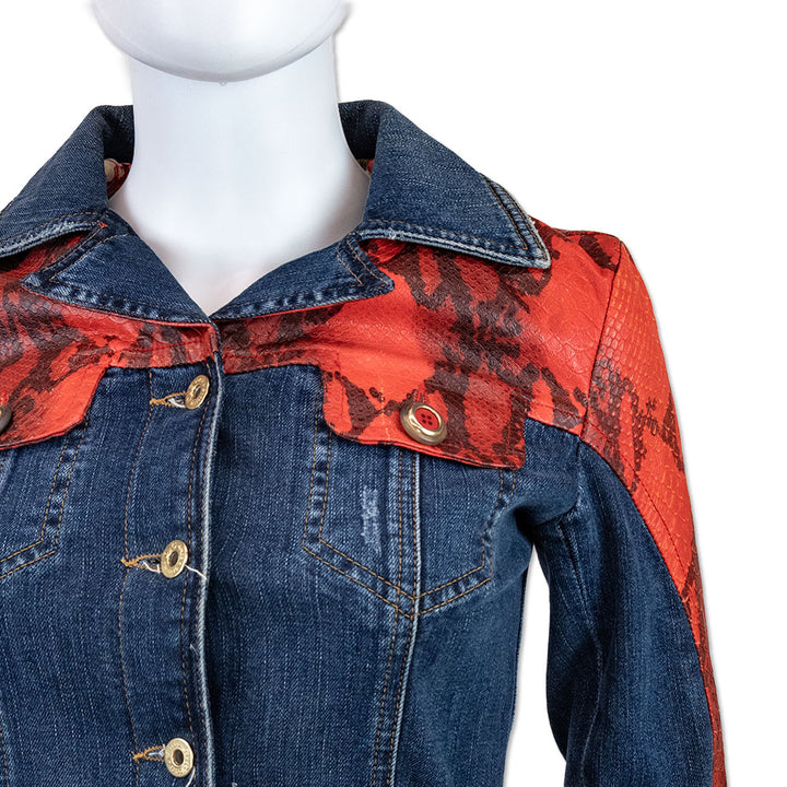 Dolce 
Gabbana Denim Jacket with Red Snakeskin