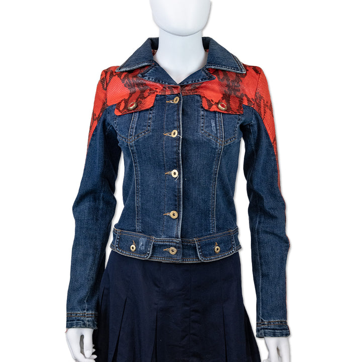 Dolce 
Gabbana Denim Jacket with Red Snakeskin