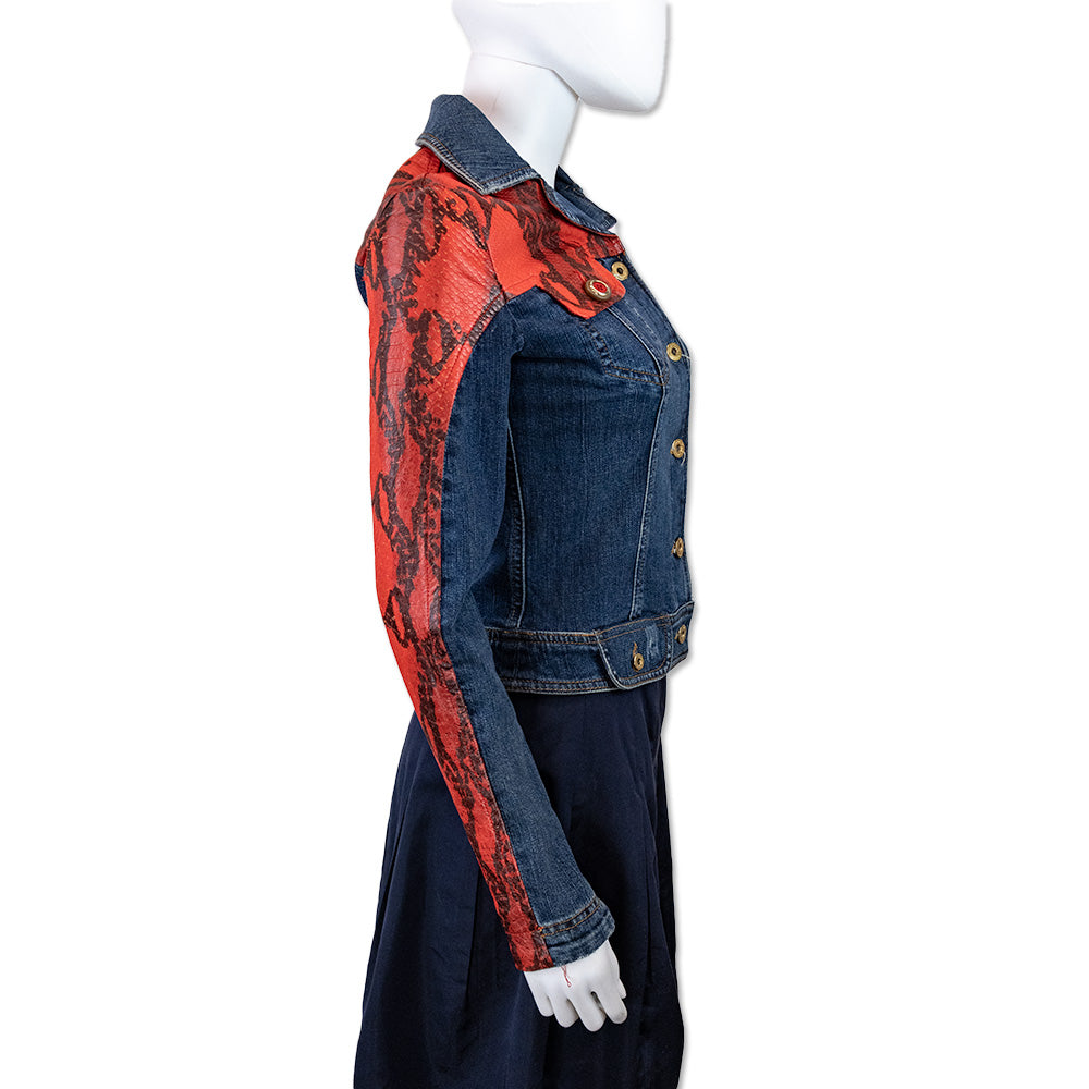 Dolce 
Gabbana Denim Jacket with Red Snakeskin