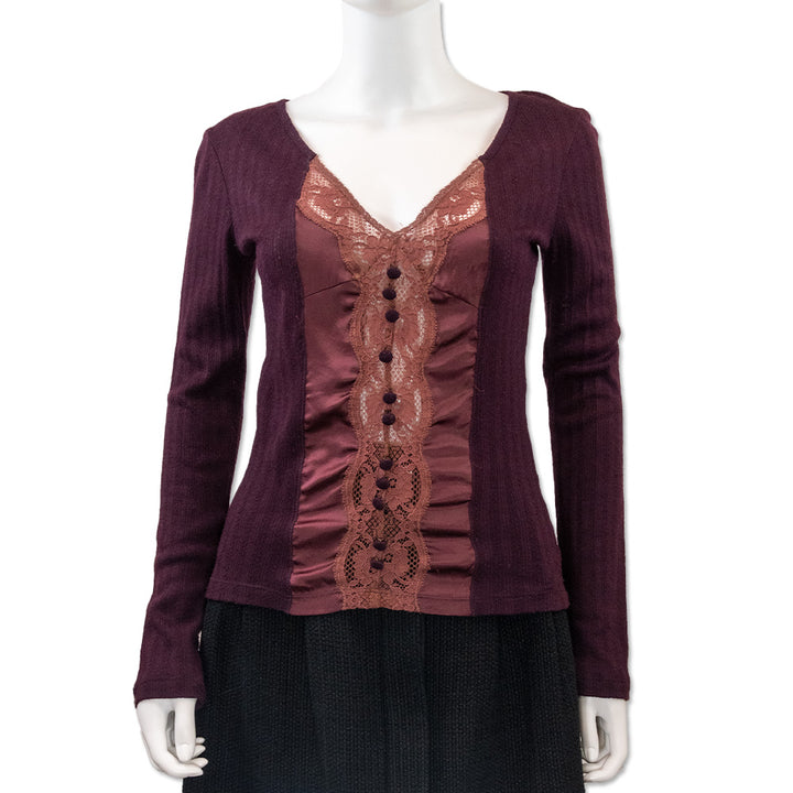 Dolce 
Gabbana Plum Purple Acrylic/Wool Knit Top