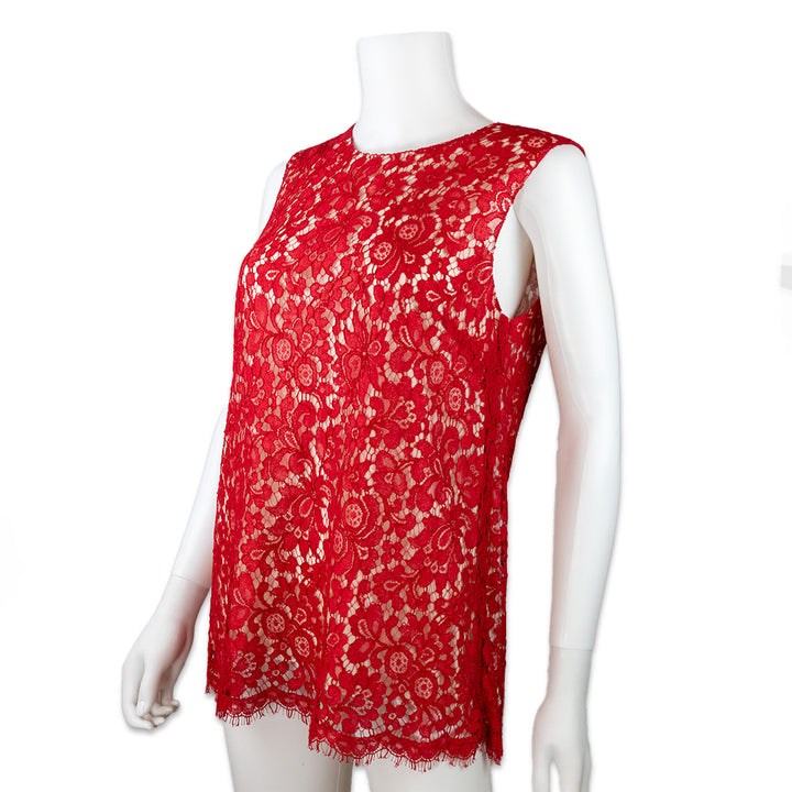 Dolce 
Gabbana Red Lace Sleeveless Top