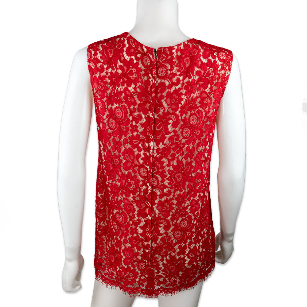 Dolce 
Gabbana Red Lace Sleeveless Top