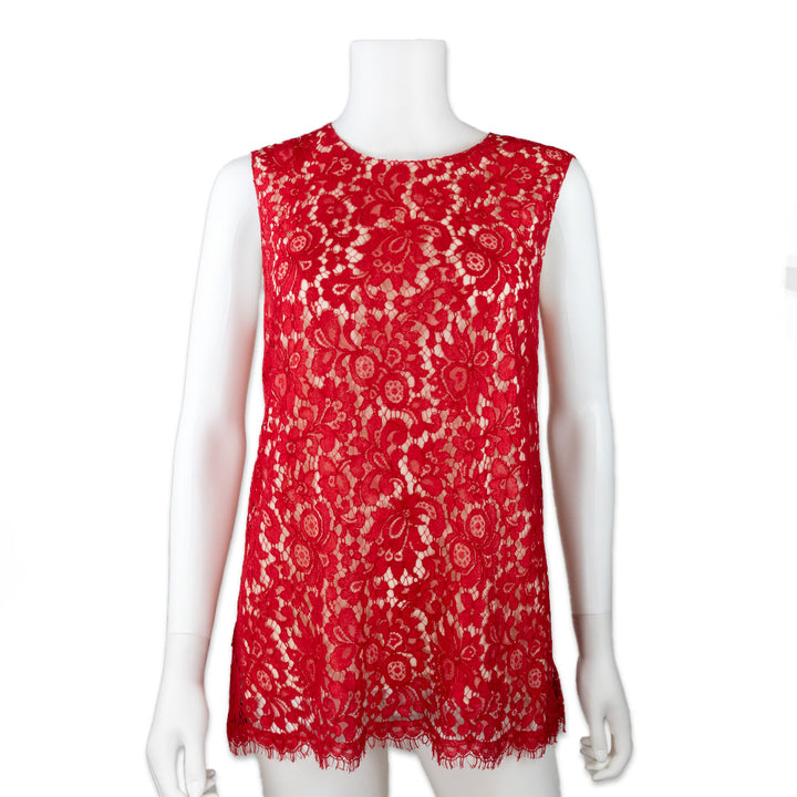 Dolce 
Gabbana Red Lace Sleeveless Top