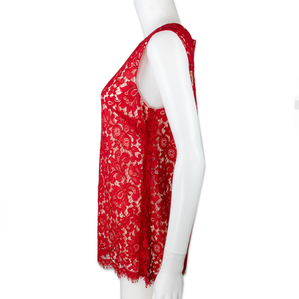 Dolce 
Gabbana Red Lace Sleeveless Top