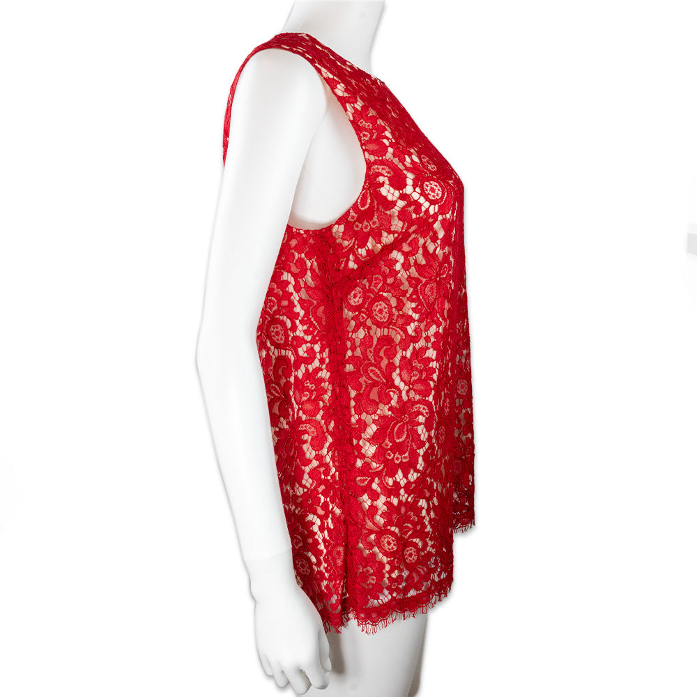 Dolce 
Gabbana Red Lace Sleeveless Top