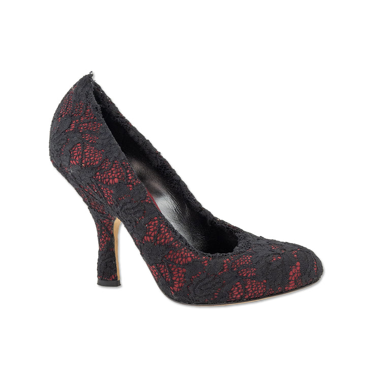 Dolce 
Gabbana Red Suede Black Lace Pump