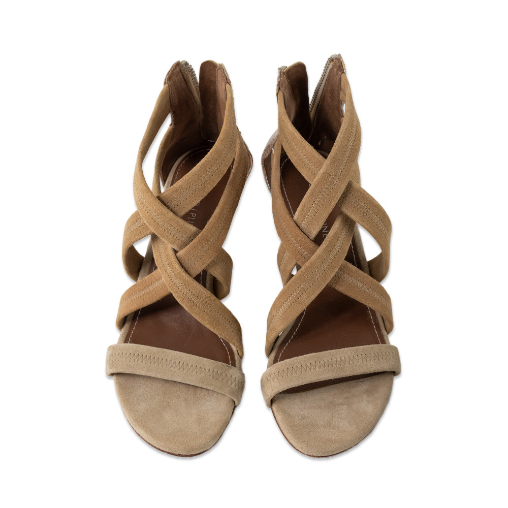 Donald Pliner Suede and Snake Print Sandals