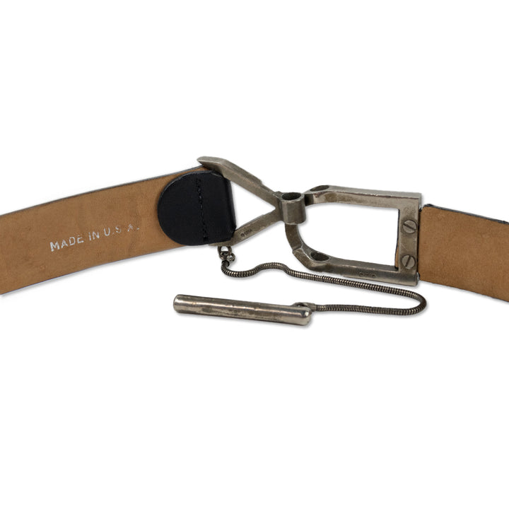 Donna Karen Black Leather Silver Buckle Belt