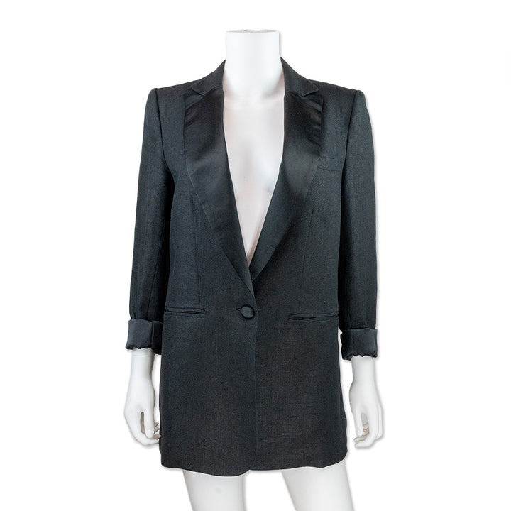 Emerson Fry Black Blazer with Satin Accents